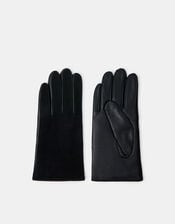 Faux Suede Leather Gloves, Black (BLACK), large