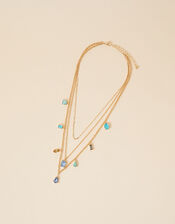 Layered Gem Charm Necklace, , large