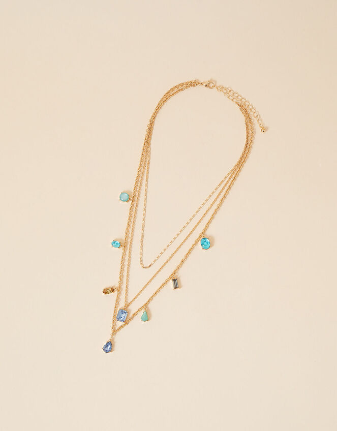 Layered Gem Charm Necklace, , large