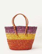 Ombre Straw Beach Basket Bag, , large