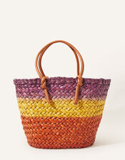 Ombre Straw Beach Basket Bag, , large