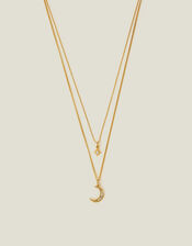 14ct Gold-Plated Celestial Pendant Layered Necklace, , large