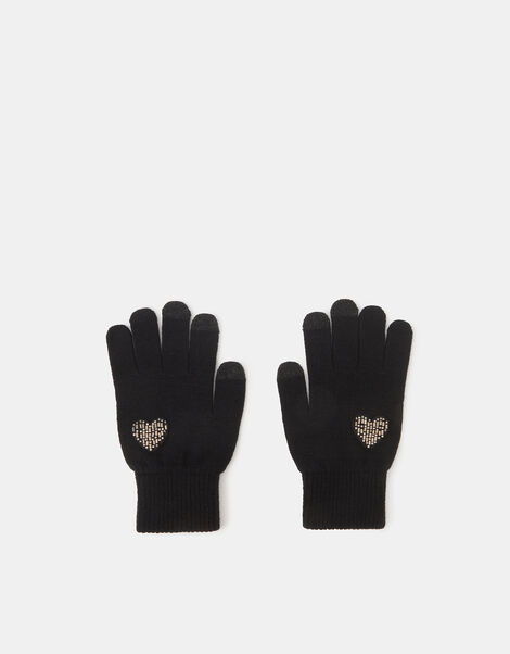 Beaded Heart Touchscreen Gloves, , large