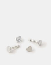 2-Pack Surgical Steel Heart Flatback Studs, , large