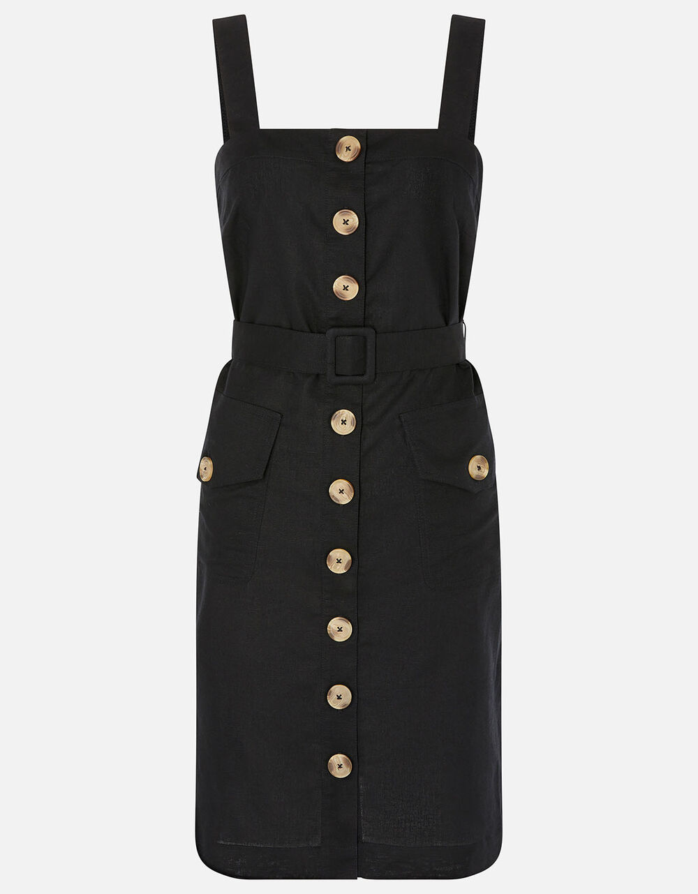 ButtonDown Midi Dress in Linen Blend Black Beach holiday dresses