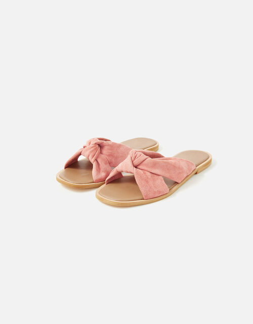 Leather Knotted Sliders, Pink (PINK), large