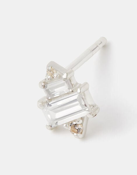Sterling Silver Diamanté Stud Earrings, , large