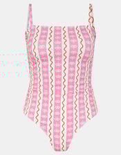 Palm Print Stripe Swimsuit, Ivory (IVORY), large