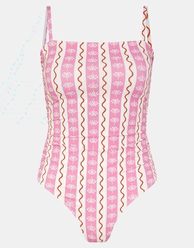 Palm Print Stripe Swimsuit, Ivory (IVORY), large