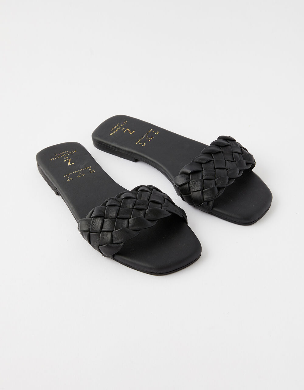 black two strap sliders