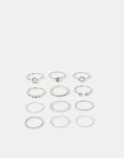 12-Pack Mix Crystal Rings, Silver (SILVER), large