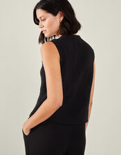 Tie-Front Crinkle Waistcoat, Black (BLACK), large