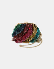 Faye Rainbow Fringe Clipframe Bag, , large