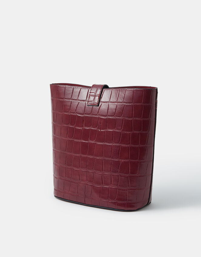 Faux Croc Bucket Bag, , large