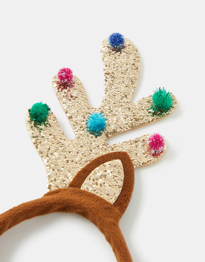 Glitter Reindeer Antlers Headband, Gold (GOLD), large