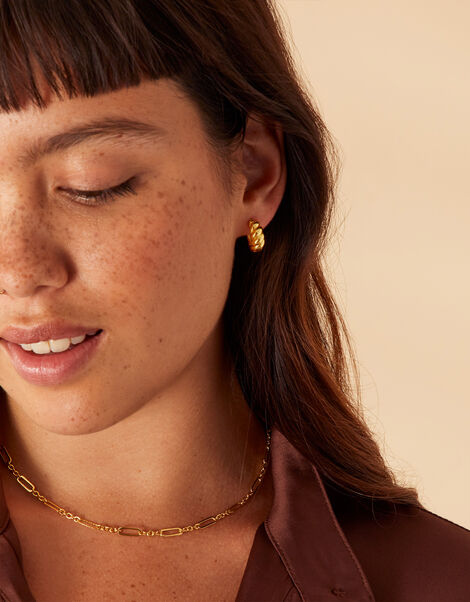 Gold Vermeil Croissant Chunky Hoops , , large
