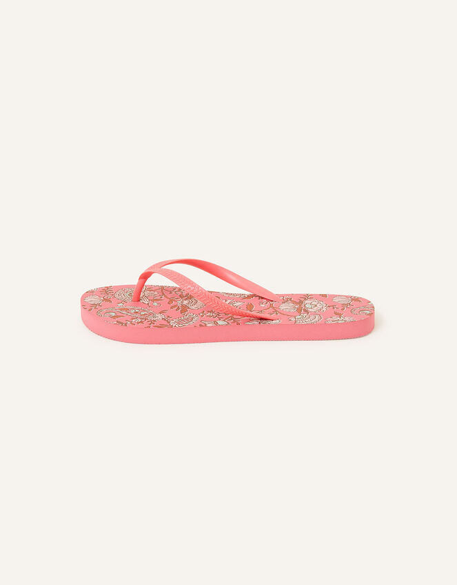 Ornamental Print Flip Flops, Pink (PINK), large
