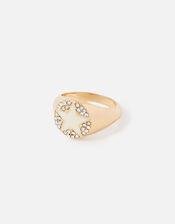 New Decadence Pave Star Signet Ring, White (CRYSTAL), large