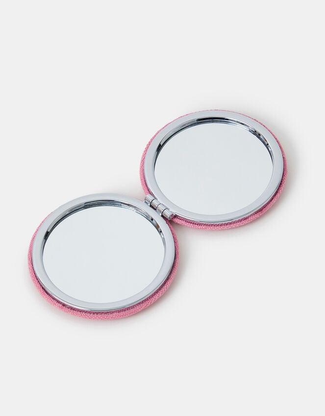Initial Embroidered Compact Mirror, Pink (PINK), large