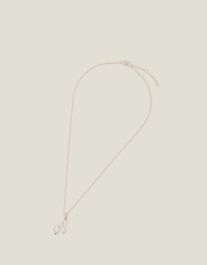 Sterling Silver-Plated Initial Necklace, Silver (ST SILVER), large