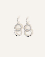 Linked Circles Short Drop Earrings, Silver (SILVER), large