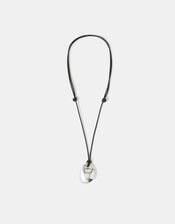 Sterling Silver-Plated Leather Cord Pendant Necklace, , large