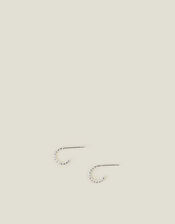 Sterling Silver Bobble Huggie Hoop Earrings, , large