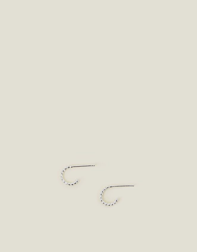 Sterling Silver Bobble Huggie Hoop Earrings, , large