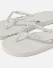 Embellished Flip Flops, Silver (SILVER), large