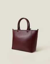 Monica Faux Leather Handbag, Red (BURGUNDY), large