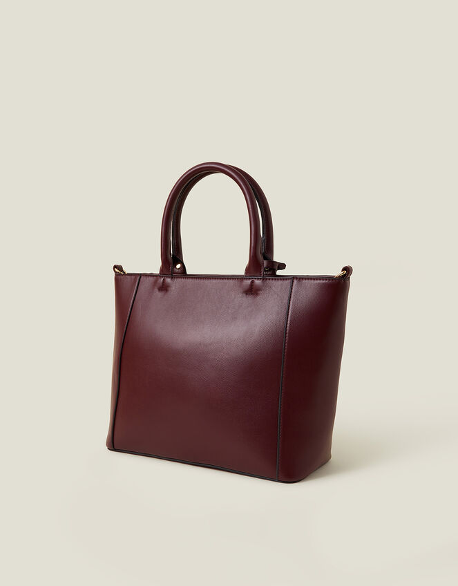 Monica Faux Leather Handbag, Red (BURGUNDY), large
