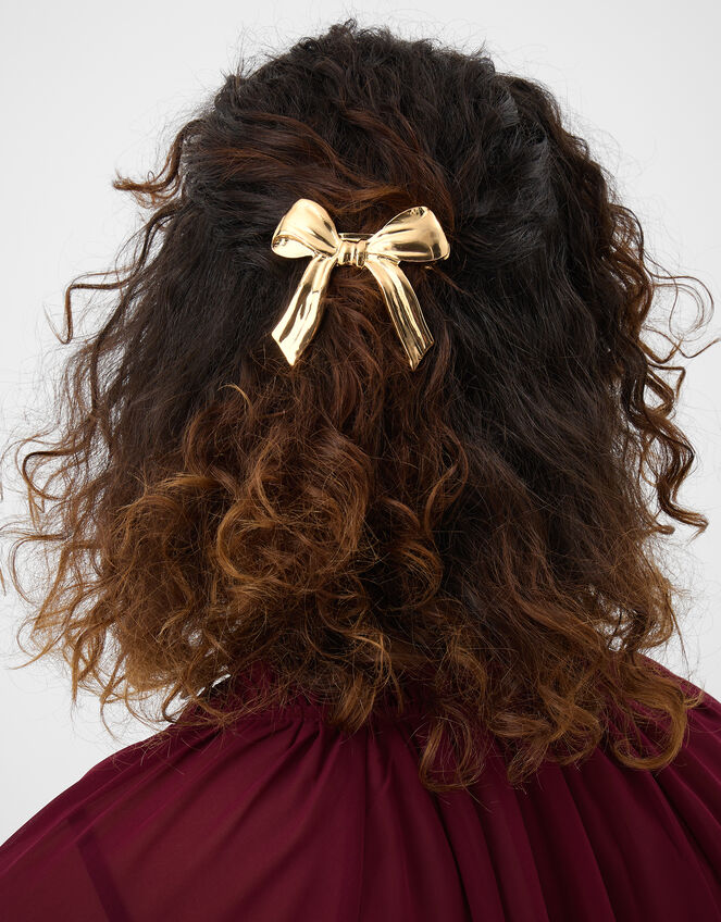 Metal Bow Barrette Hair Clip, , large