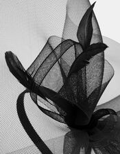Large Crin Fascinator, Black (BLACK), large