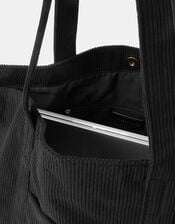 Corduroy Shopper Bag, Black (BLACK), large