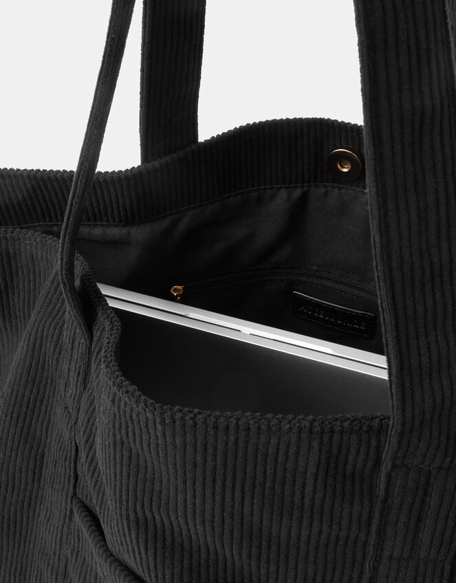 Corduroy Shopper Bag, Black (BLACK), large