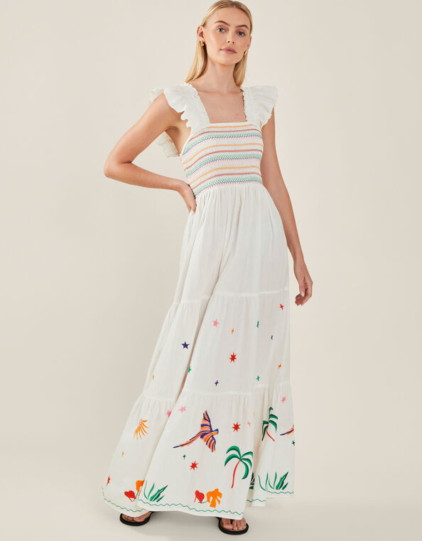 Embroidered Hem Maxi Dress, Ivory (IVORY), large
