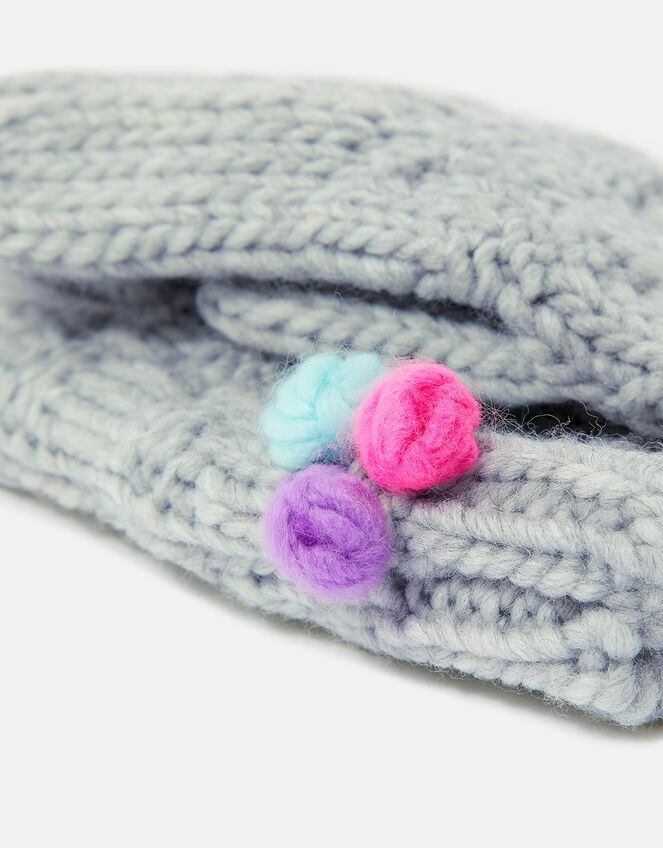 Girls Pom-Pom Gloves, Grey (GREY), large