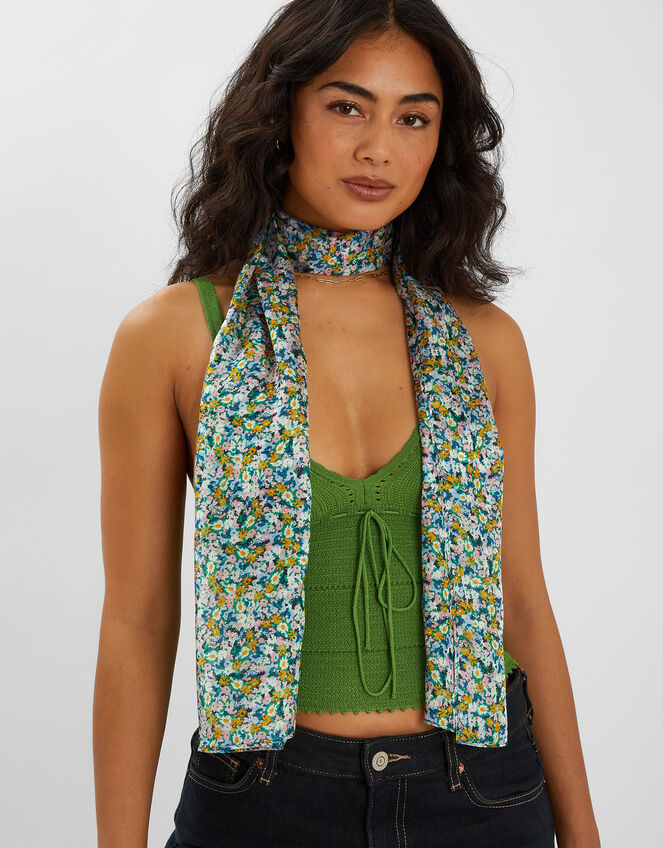 Ditsy Floral Silk Scarf, , large