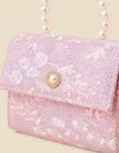 Girls Embroidered Pearl Handle Bag, , large