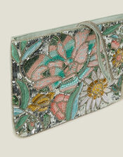 Hand Beaded Daisy Wristlet Clutch Bag, , large