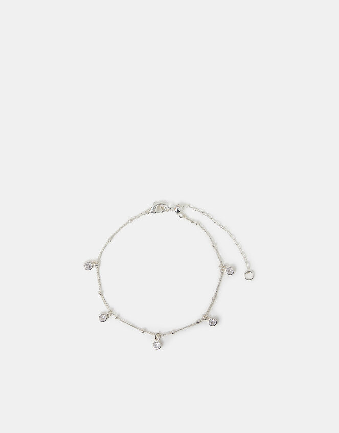 Sterling Silver Crystal Station Bracelet, , large