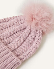 Pom-Pom Beanie Hat, Pink (PINK), large