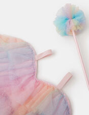 Girls Ombré Frill Fairy Wings & Wand Set, , large