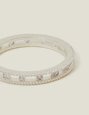 Sterling Silver-Plated Diamanté Band Ring, Silver (ST SILVER), large