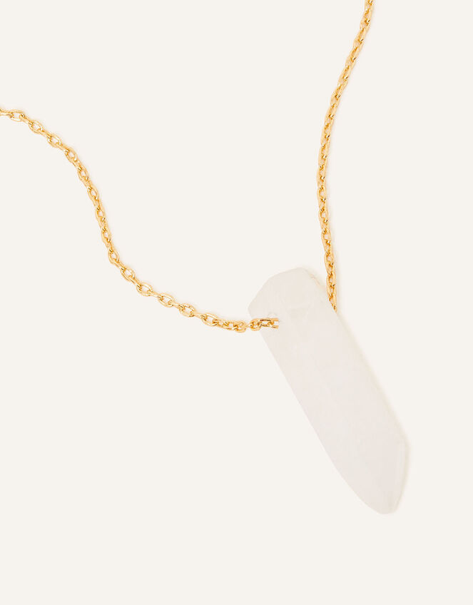 14ct Gold-Plated Rough Cut Clear Quartz Shard Necklace, , large
