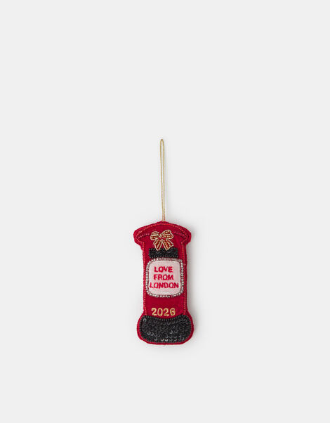 2026 Embellished London Postbox Velvet Christmas Tree Decoration, , large