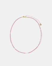 14ct Gold-Plated Beaded Pearl Necklace, Pink (PINK), large