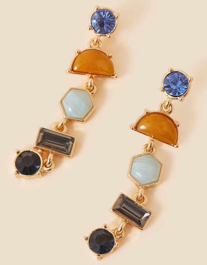 Eclectic Mixed Stone Long Drop Earrings, , large