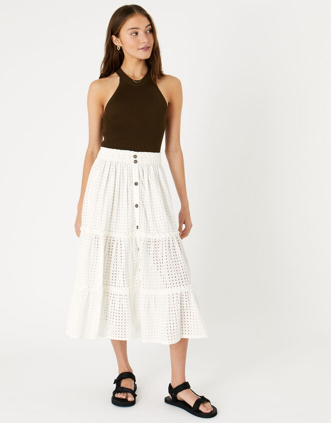Broderie Maxi Skirt, Ivory (IVORY), large