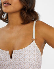 Zig-Zag V-Front Swimsuit, Gold (GOLD), large